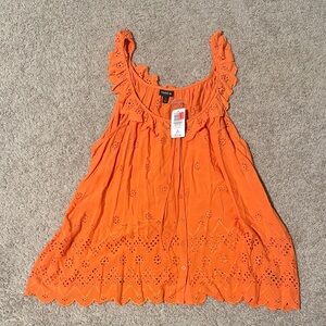 Vibrant Orange Eyelet Tank